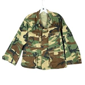 US Army Woodland Camouflage‎ Combat Coat Men S Vintage 80s BDU Field Jacket